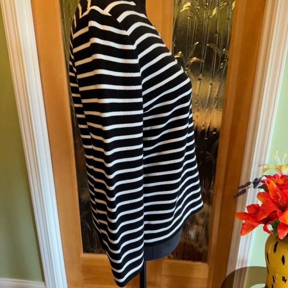 Chaps Black & White Striped Career Cardigan Sweater Zip Front Size Large NWOT - Picture 5 of 11